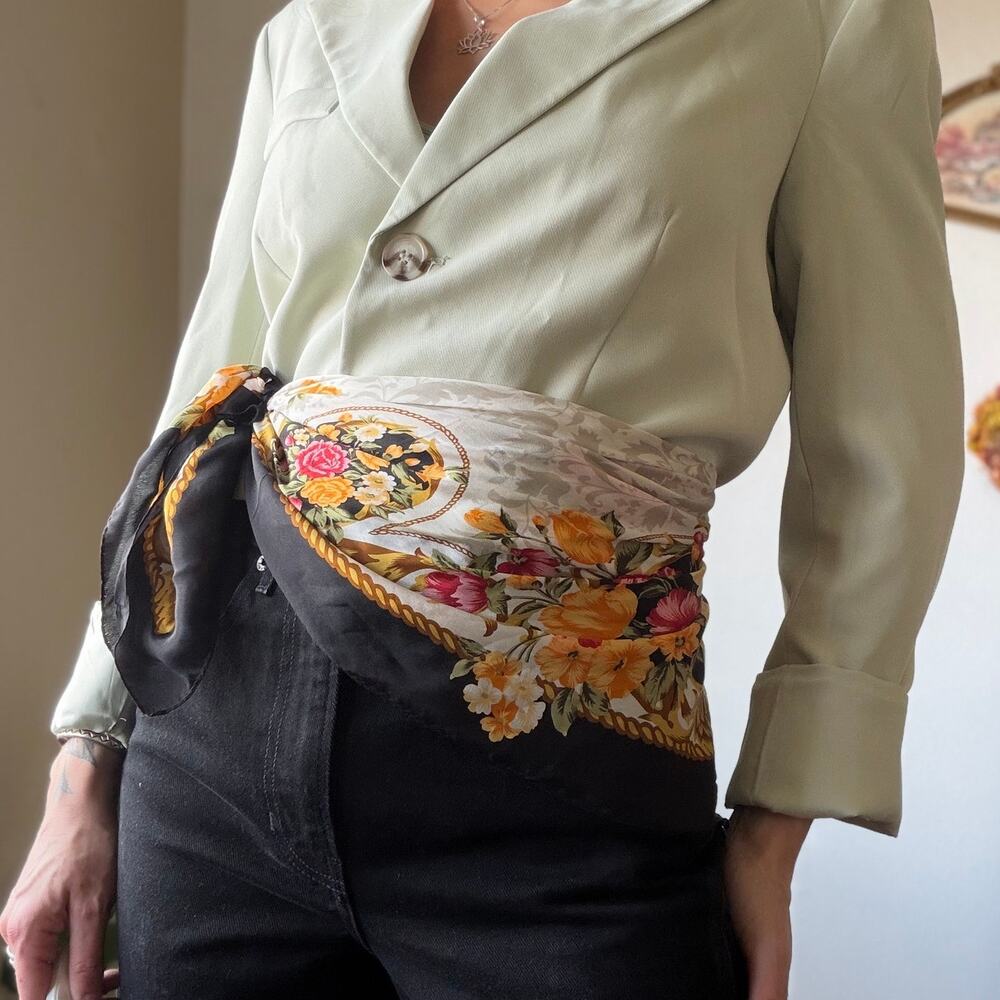 Silk Floral Print Scarf